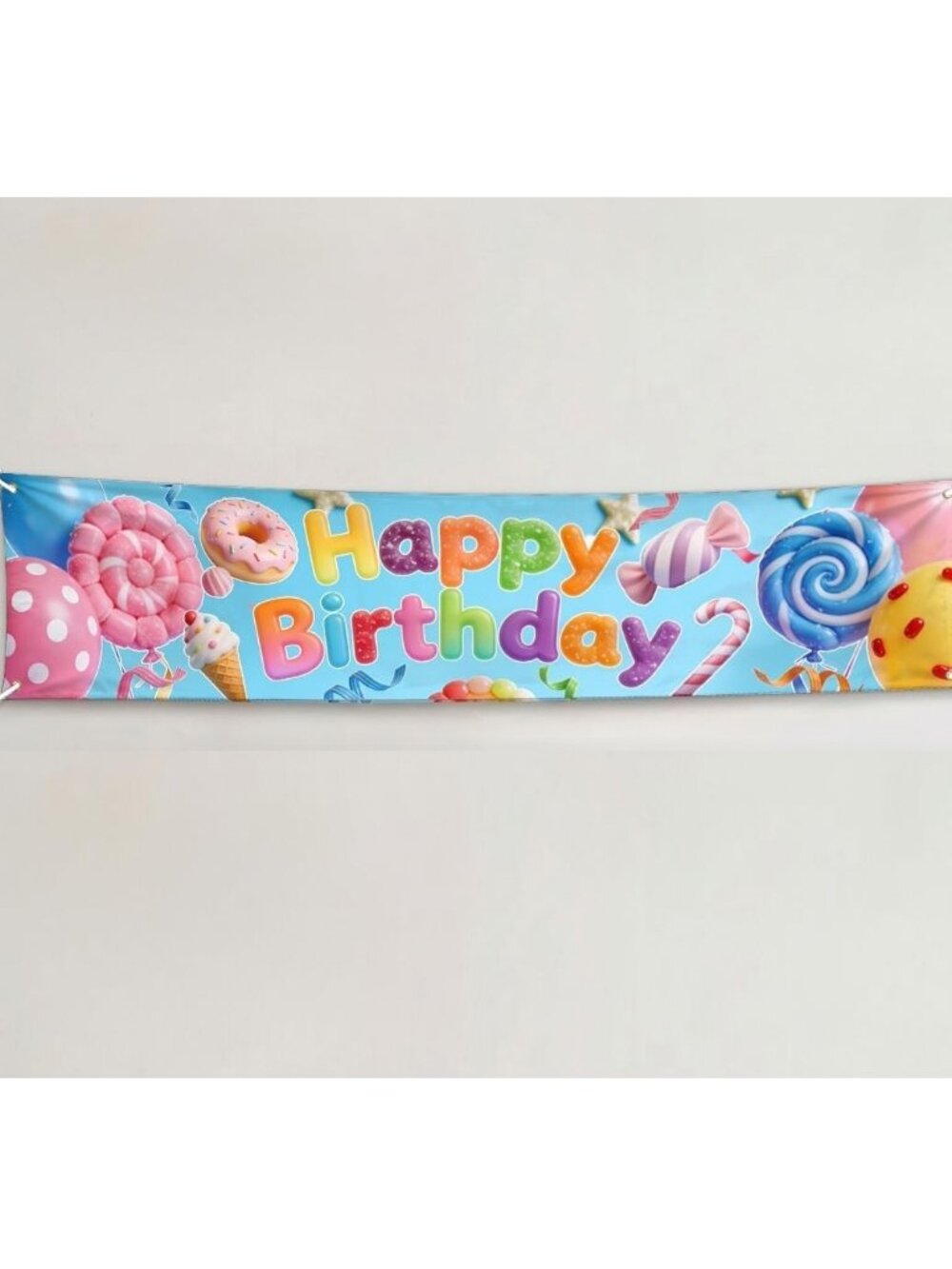 New: Happy Birthday Banner - Candy, Donut and Ice Cream themed. Metal grommets